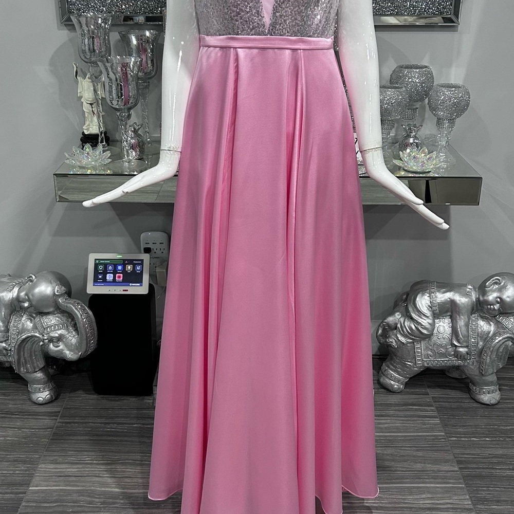 NWOT 👛 Pink Sequin Satin Evening Gown - Picture 10 of 16